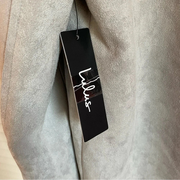 Lulu’s Great Adventure Light Grey Sueded Fabric Coat Jacket Size Medium NEW - Picture 6 of 13